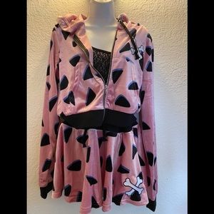 Dolls Kill X Hanna Barbera Primal Instincts Cropped Jacket & mini skirt set
